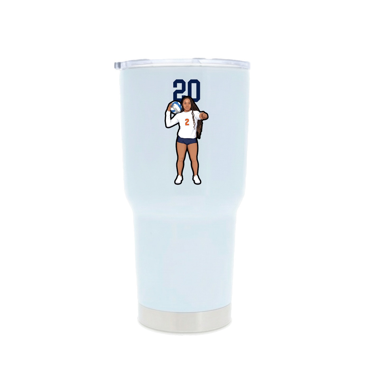 30oz Stainless Steel Tumbler — Number Top in White