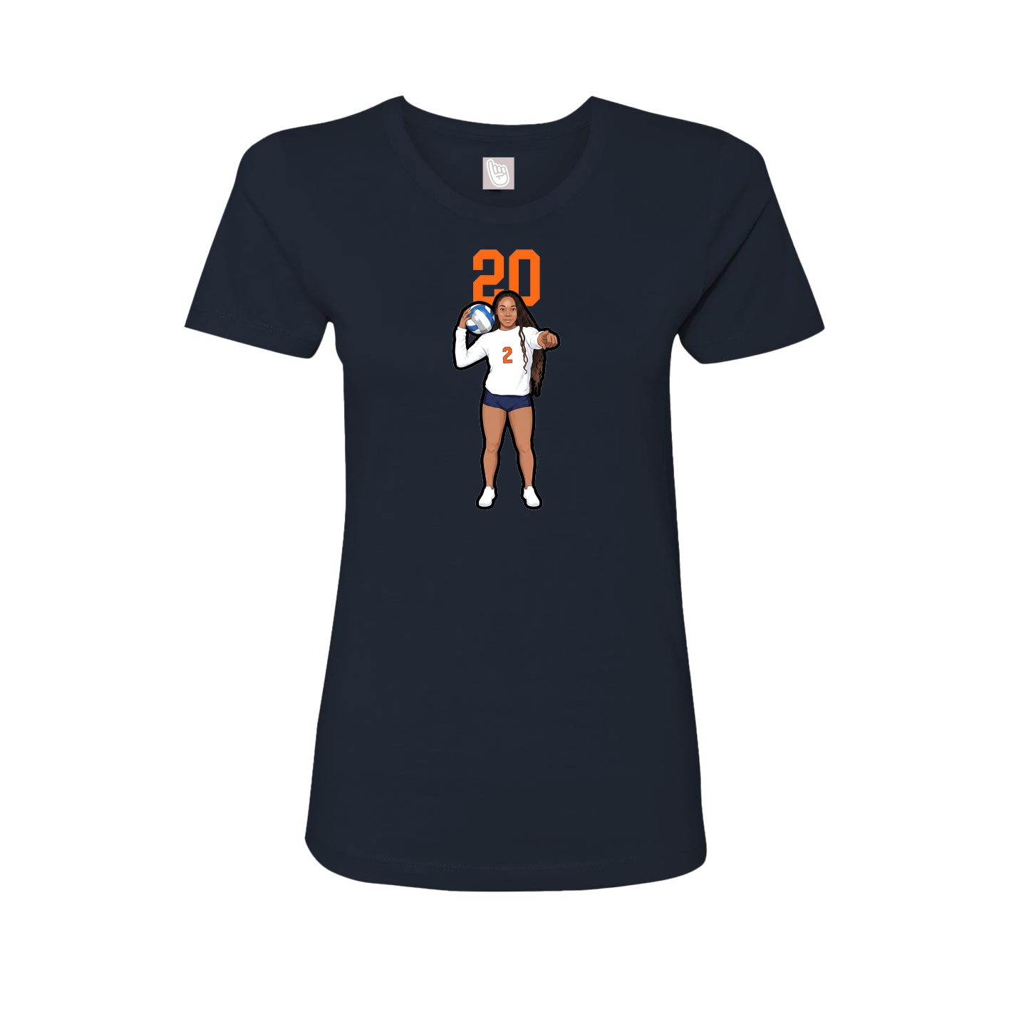 Fitted Women's Tee — Number Top in Navy