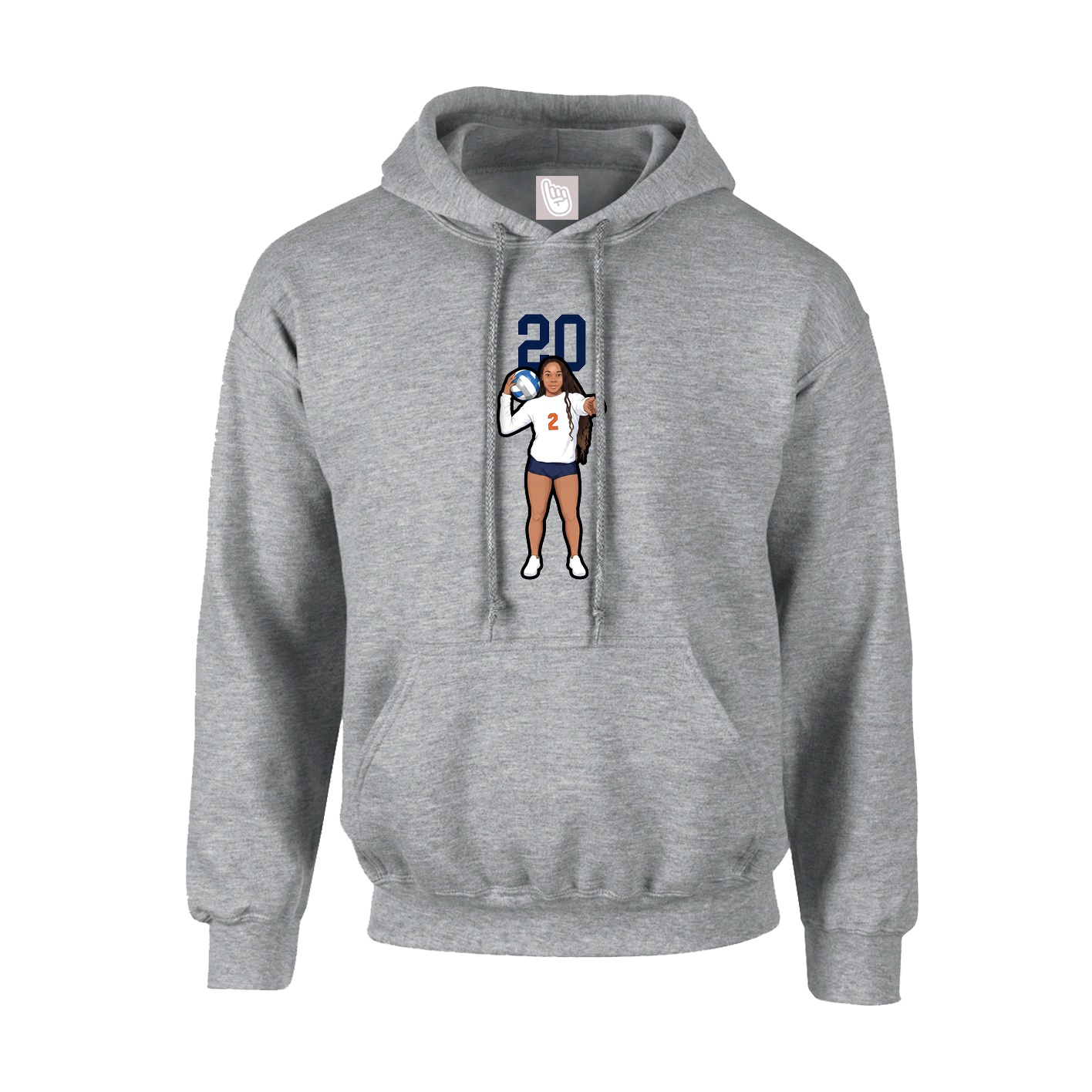 Hoodie — Number Top in Grey