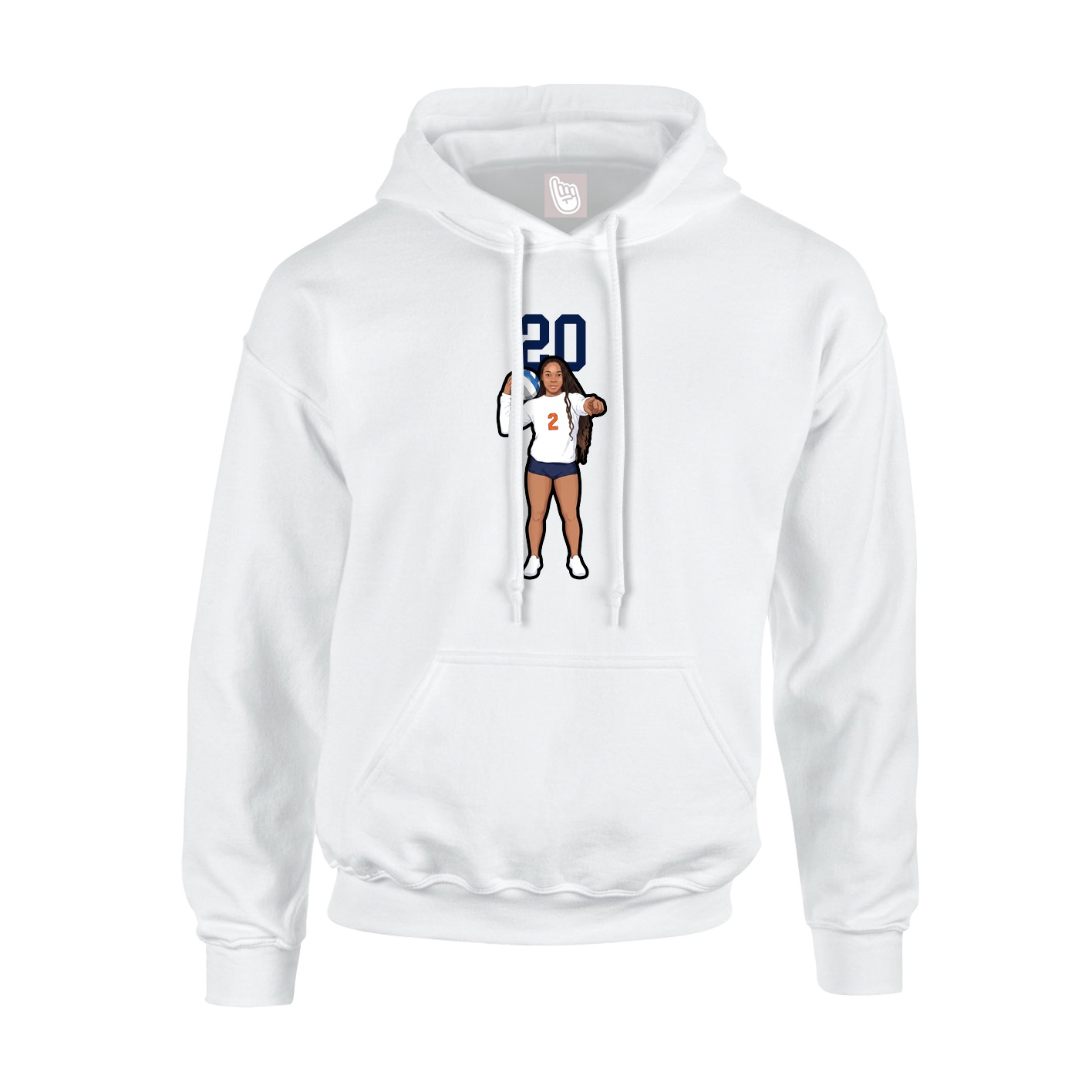 Youth Hoodie — Number Top in White