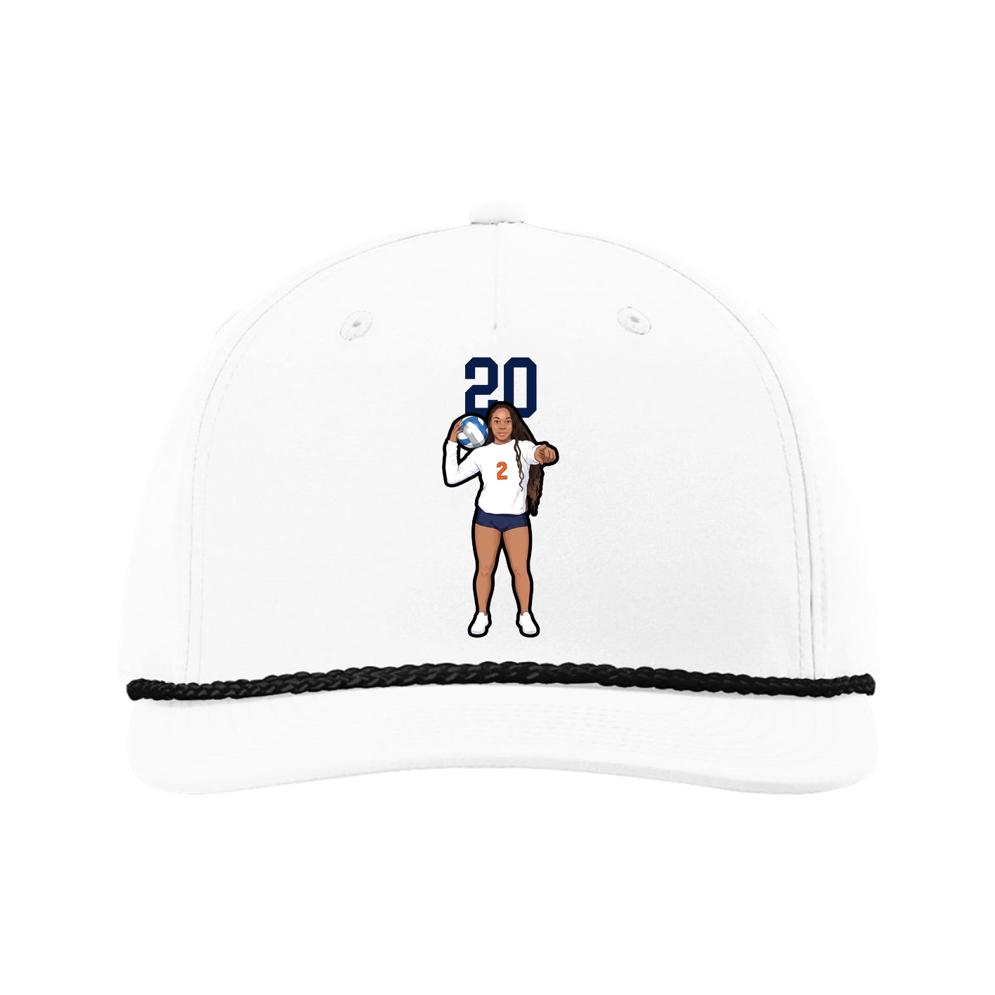 Five-Panel Classic Rope Cap — Number Top in White