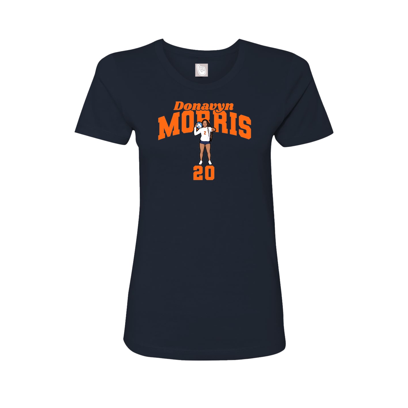 Fitted Women's Tee — Signature Arch in Navy