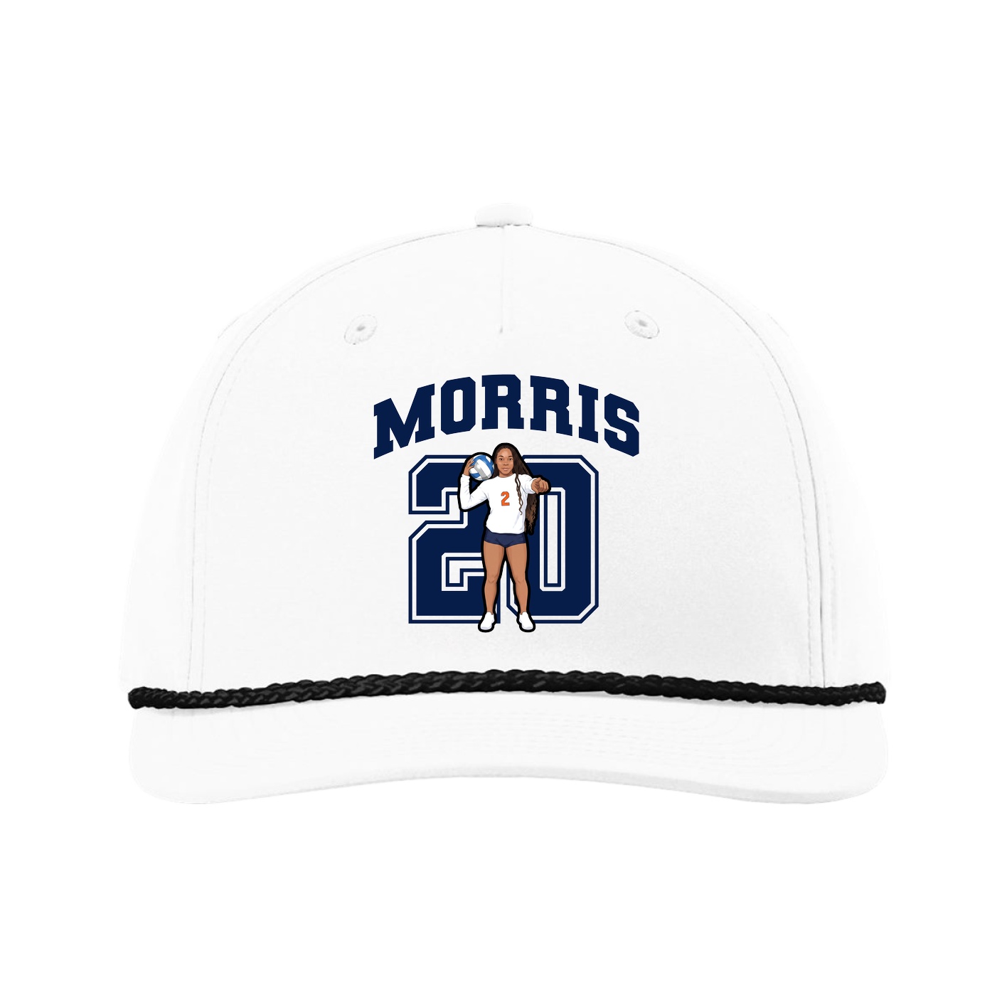 Five-Panel Classic Rope Cap — Number in White