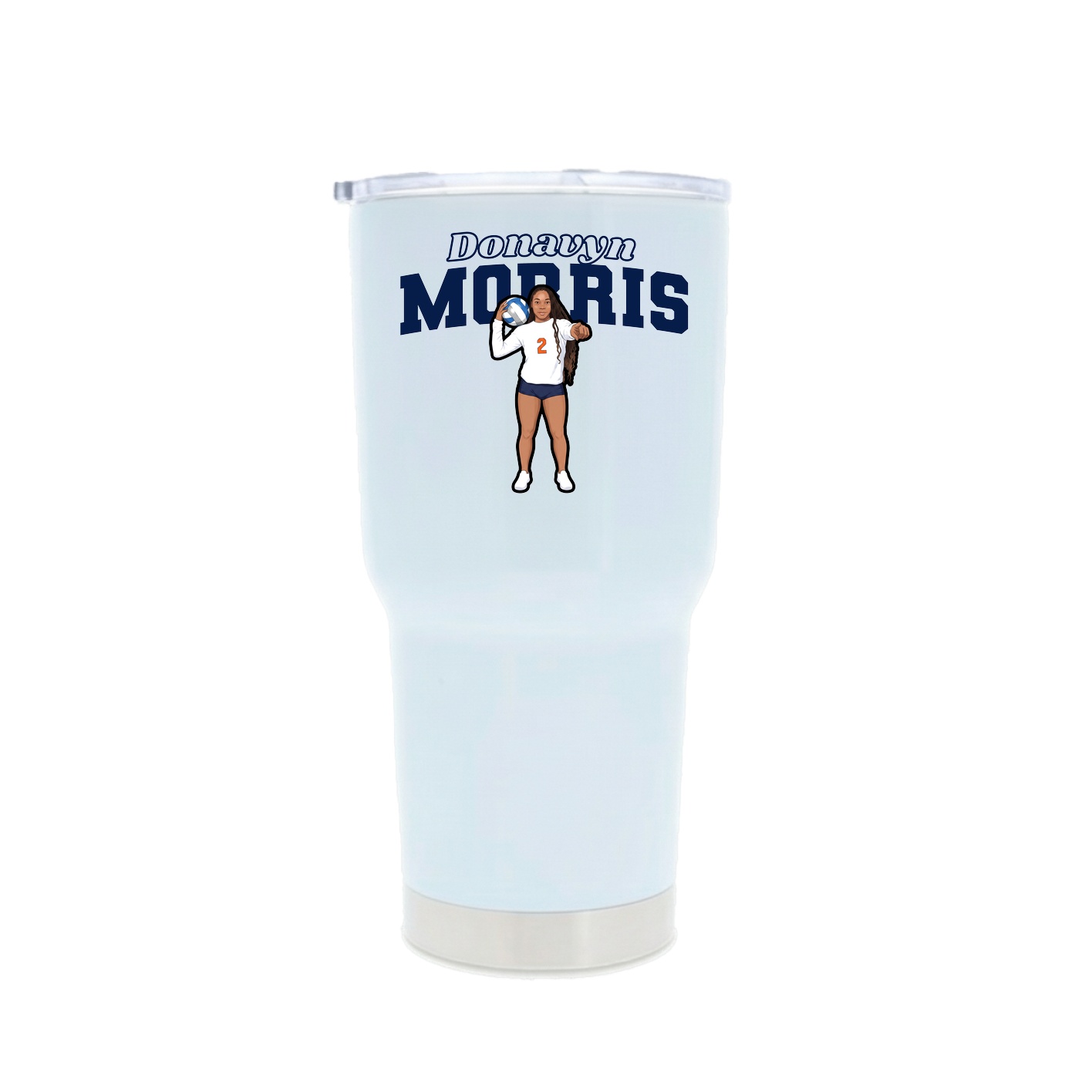 30oz Stainless Steel Tumbler — Name Arch in White