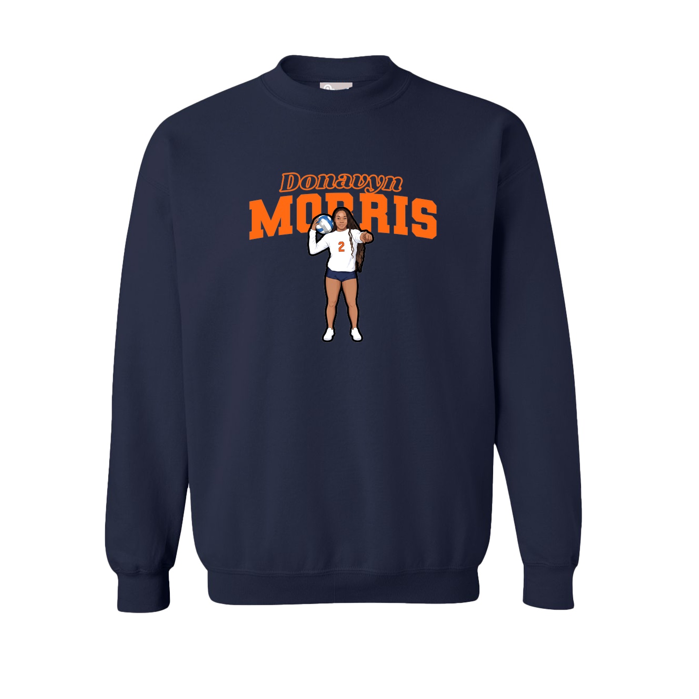 Fleece Crew — Name Arch in Navy