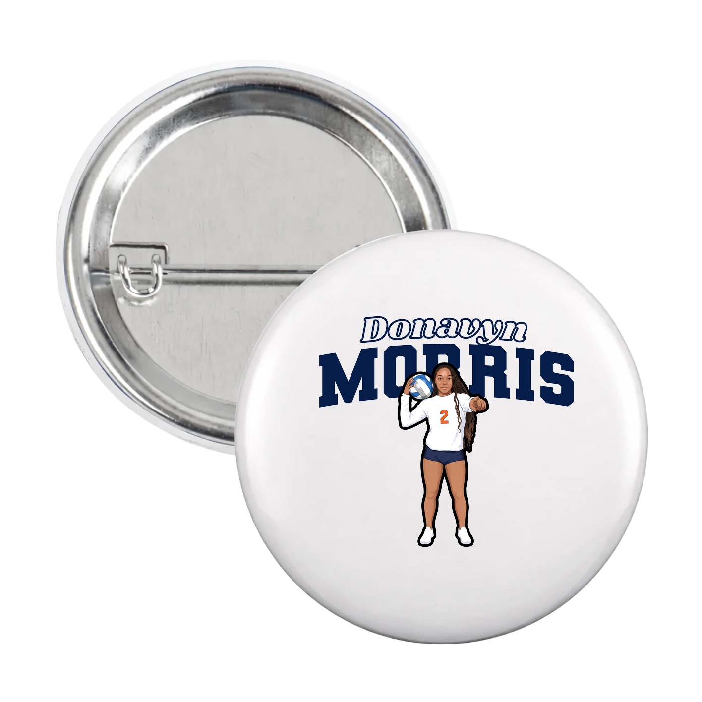 Game Day Button — Name Arch in White