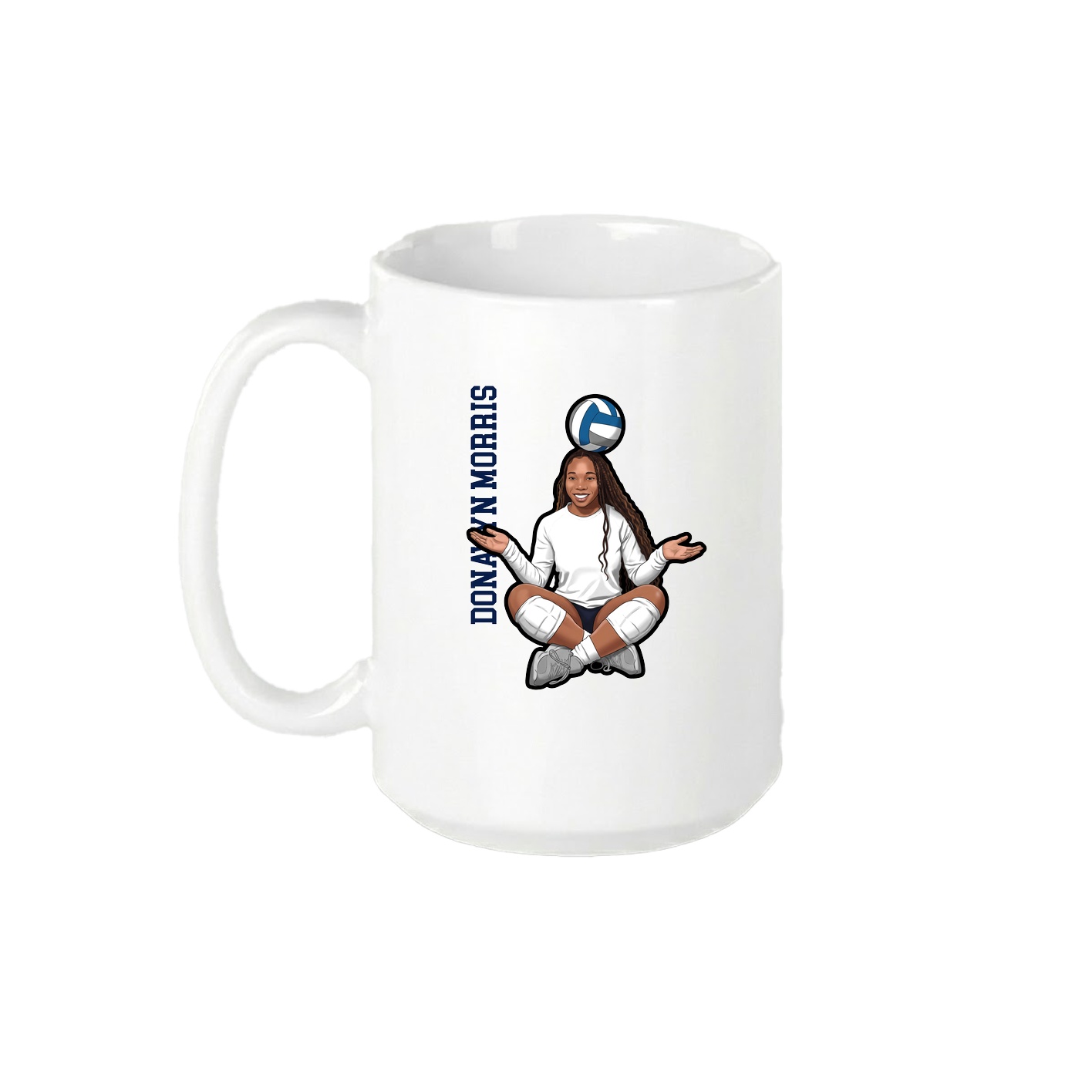 15oz Coffee Mug — Name Vertical in White