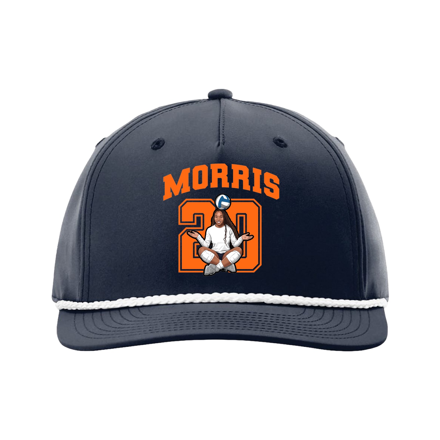 Five-Panel Classic Rope Cap — Number in Navy