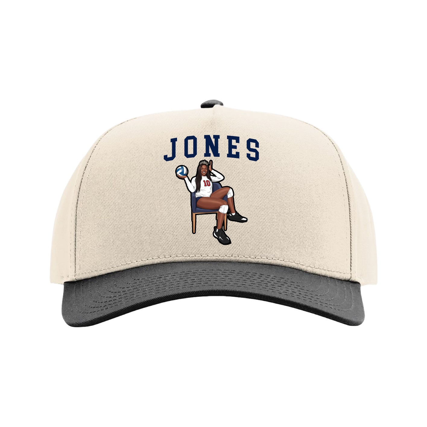 Full Fabric Five-Panel Champ Cap — Shirsey in Cream/Black