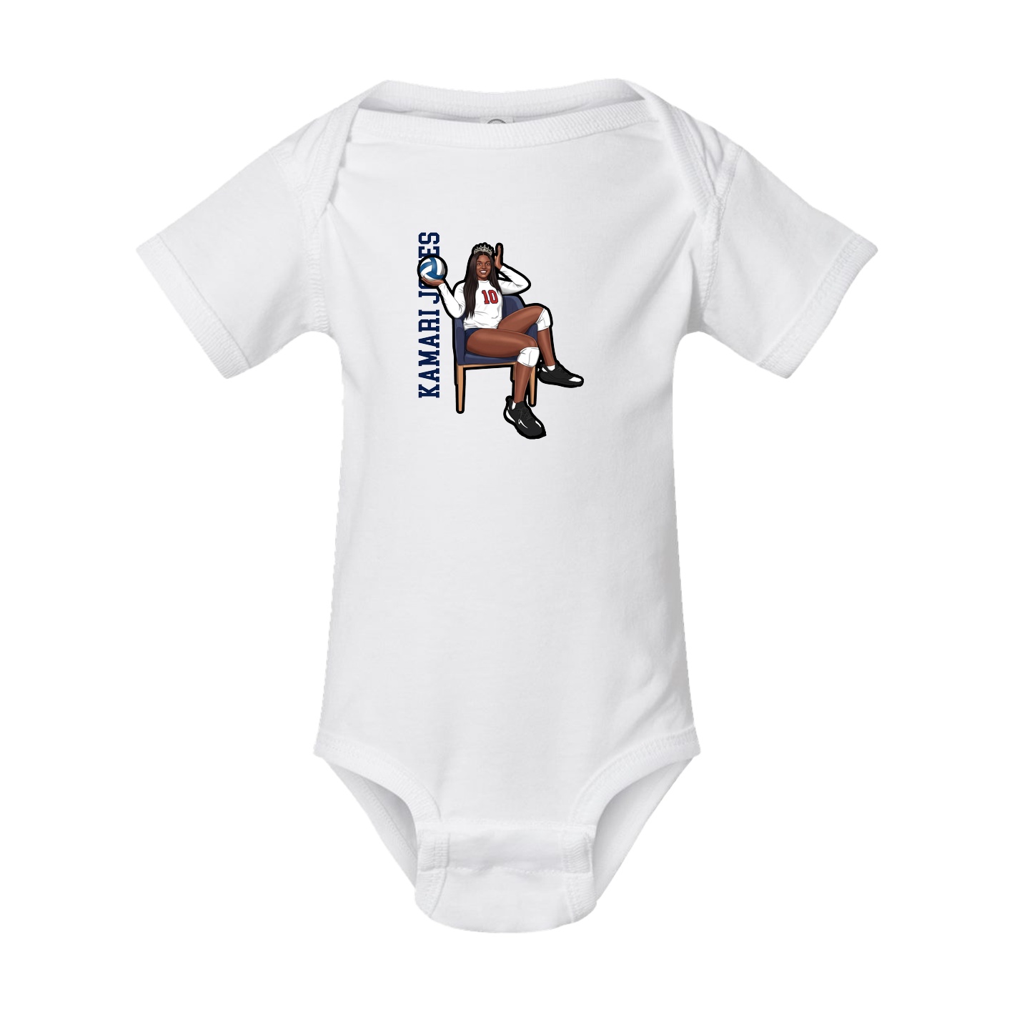 Baby Onesie — Name Vertical in White