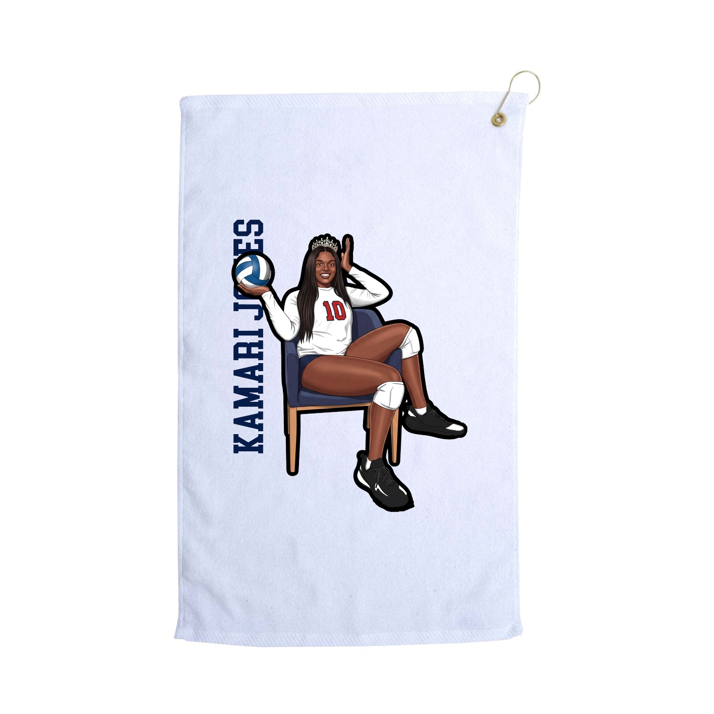 Golf Towel — Name Vertical in White