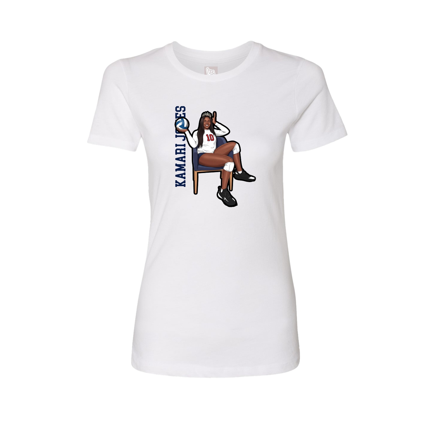 Womens Tee — Name Vertical in White