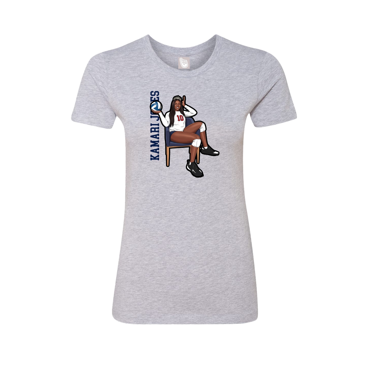 Fitted Women's Tee — Name Vertical in Grey