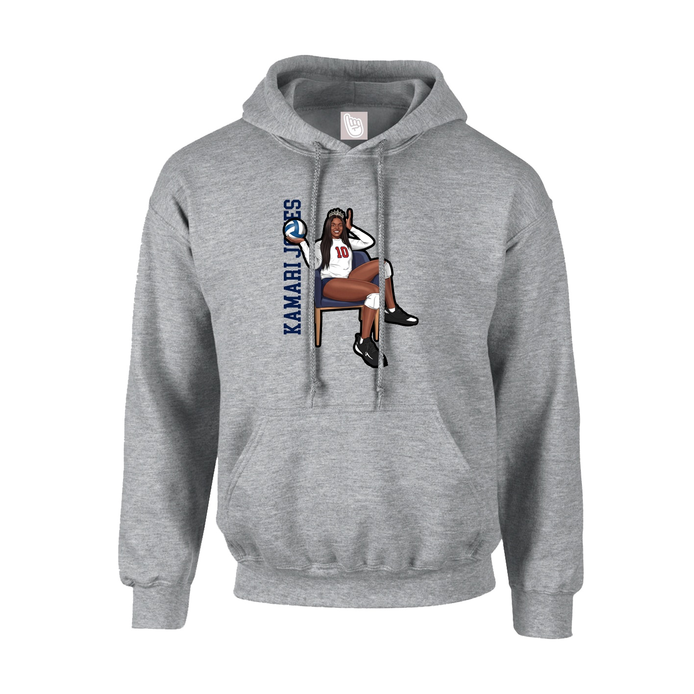 Hoodie — Name Vertical in Grey