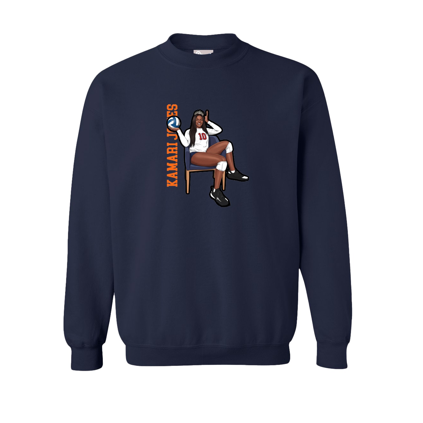 Fleece Crew — Name Vertical in Navy