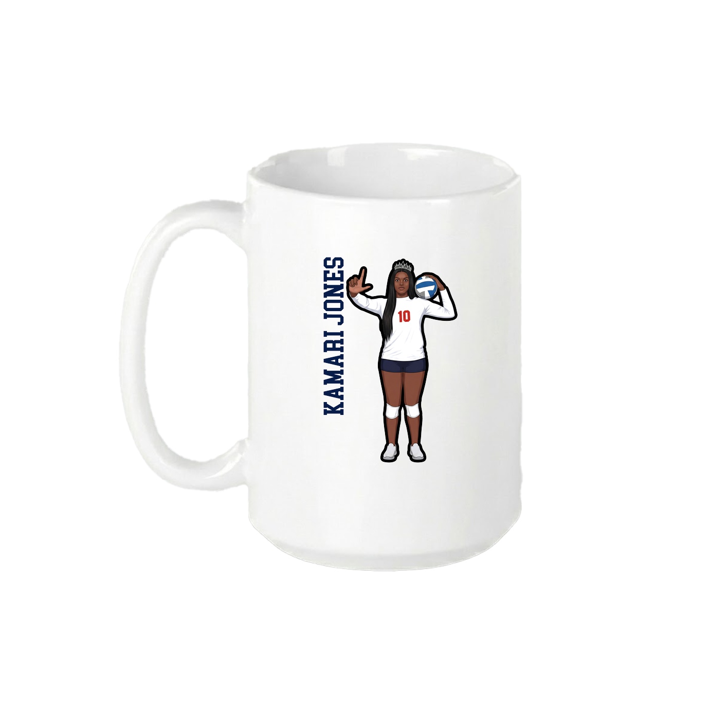 15oz Coffee Mug — Name Vertical in White