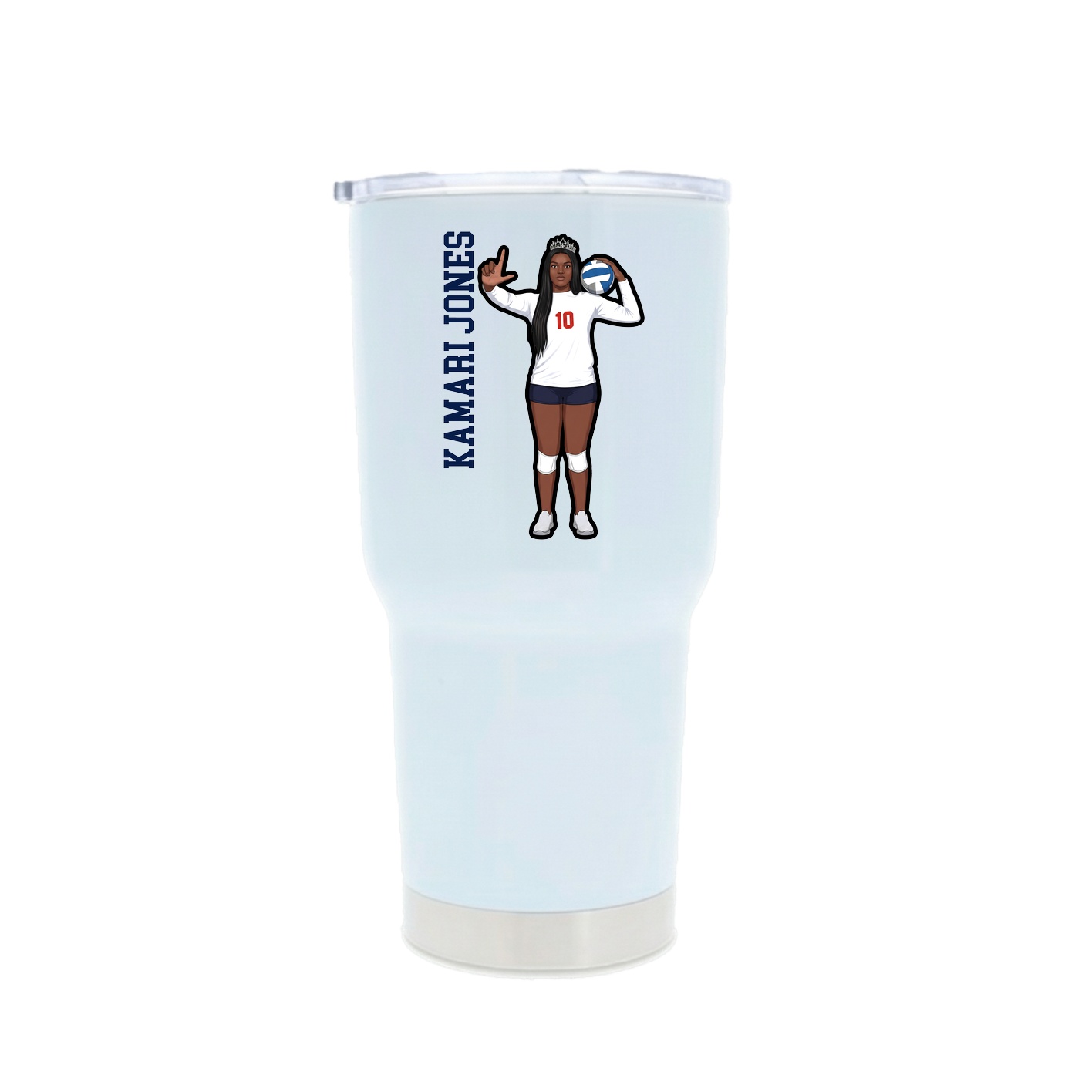 30oz Stainless Steel Tumbler — Name Vertical in White