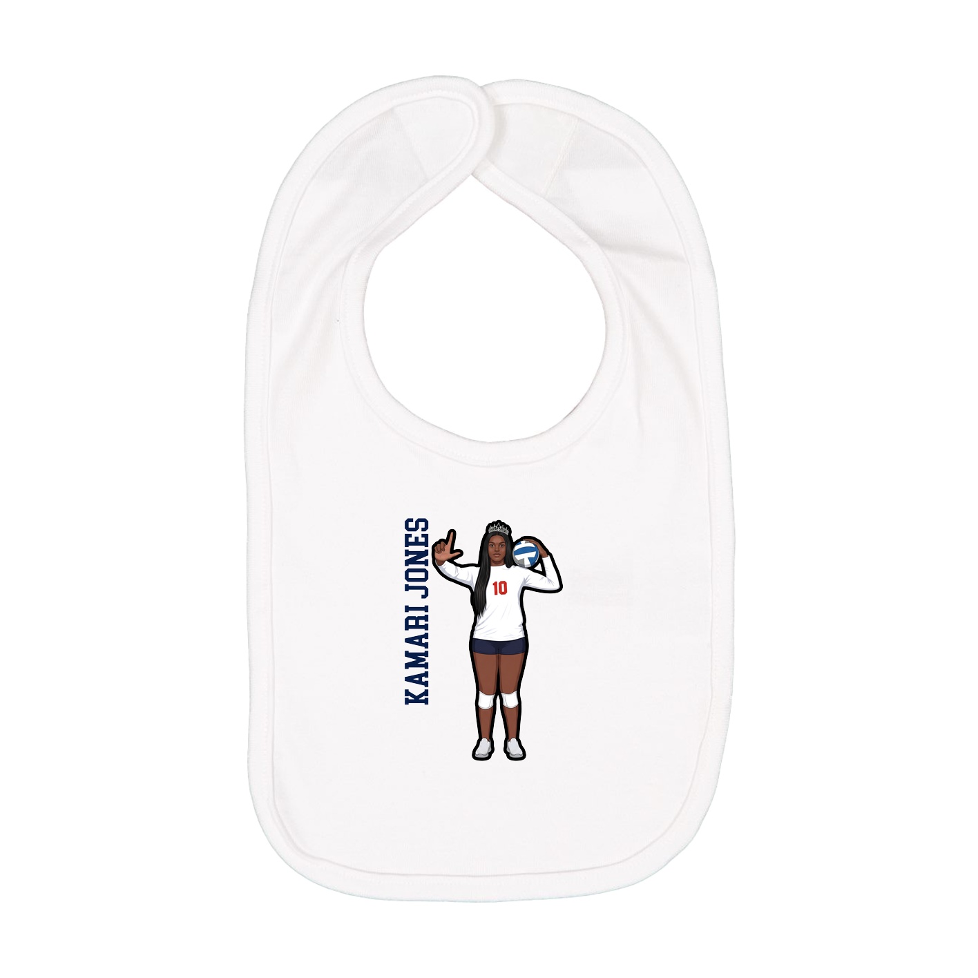 Infant Bib — Name Vertical in White