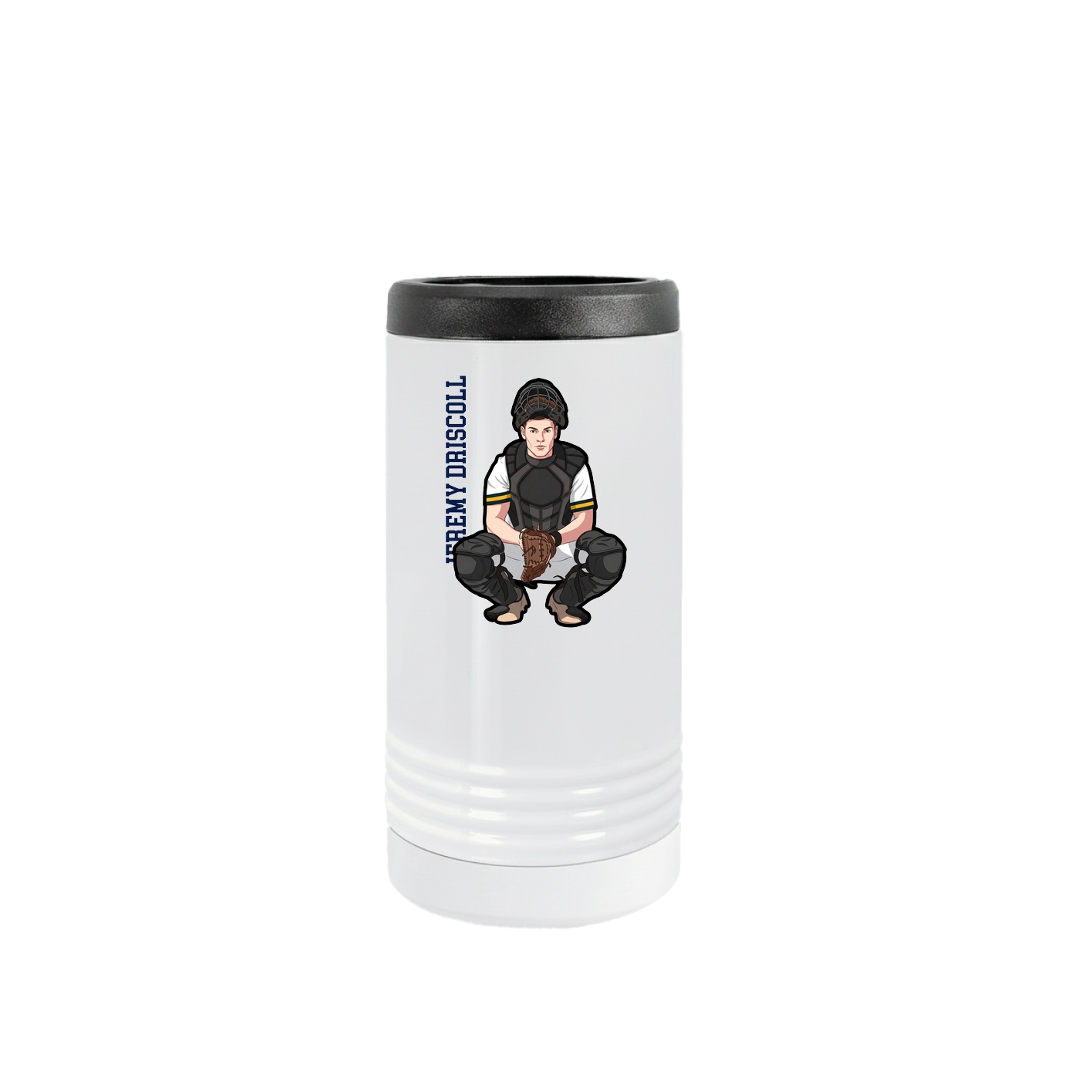 Slim Beverage Holder — Name Vertical in White