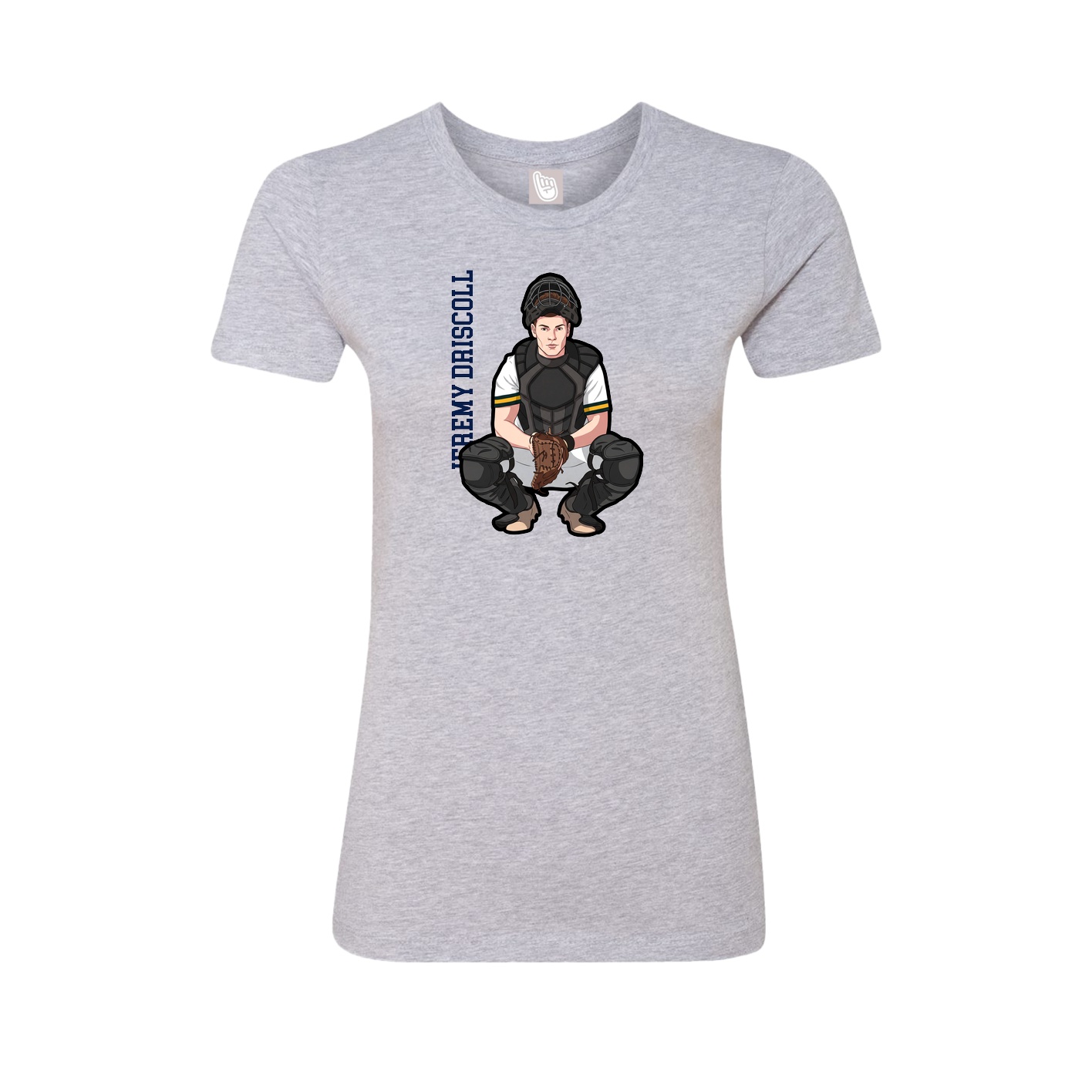 Fitted Women's Tee — Name Vertical in Grey