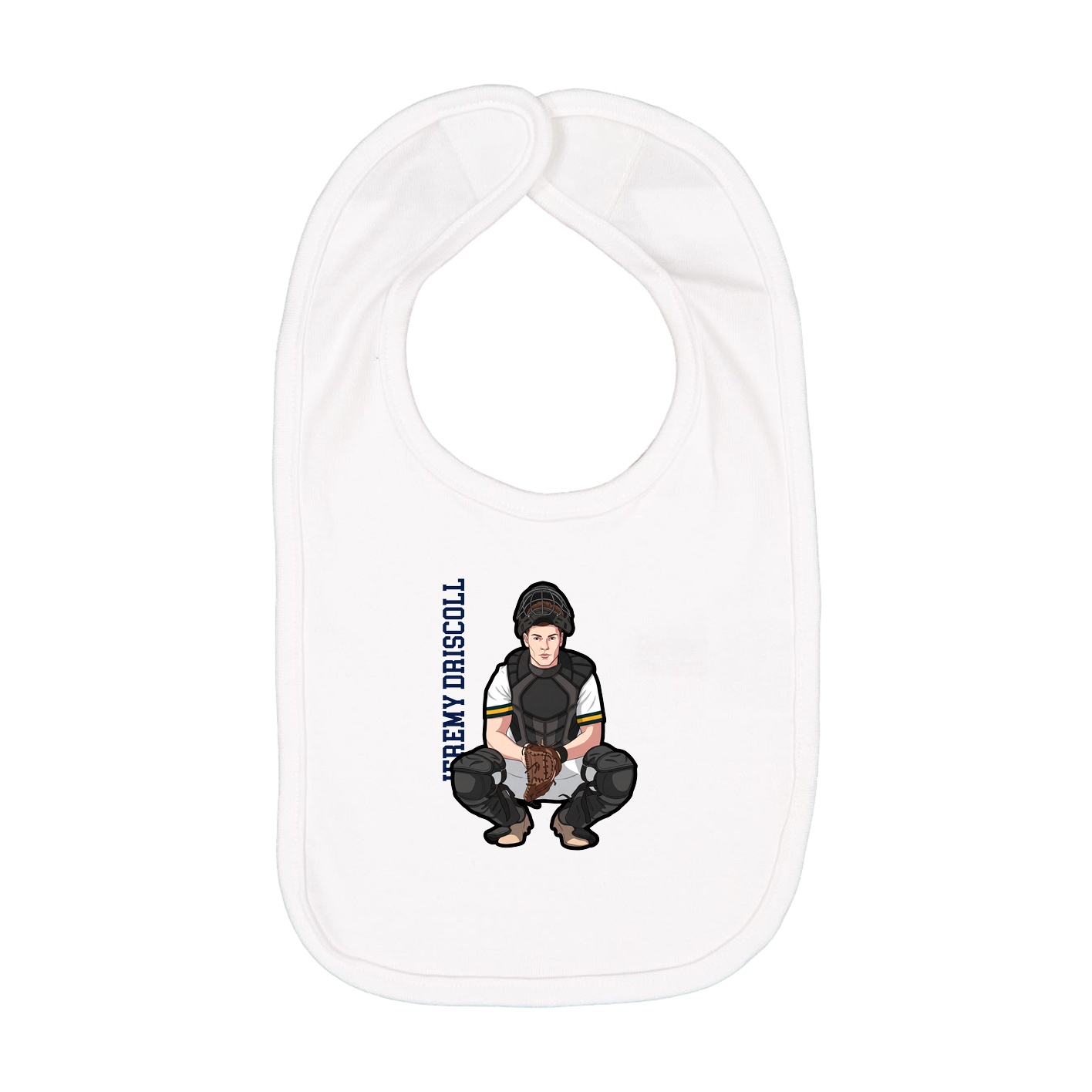 Infant Bib — Name Vertical in White