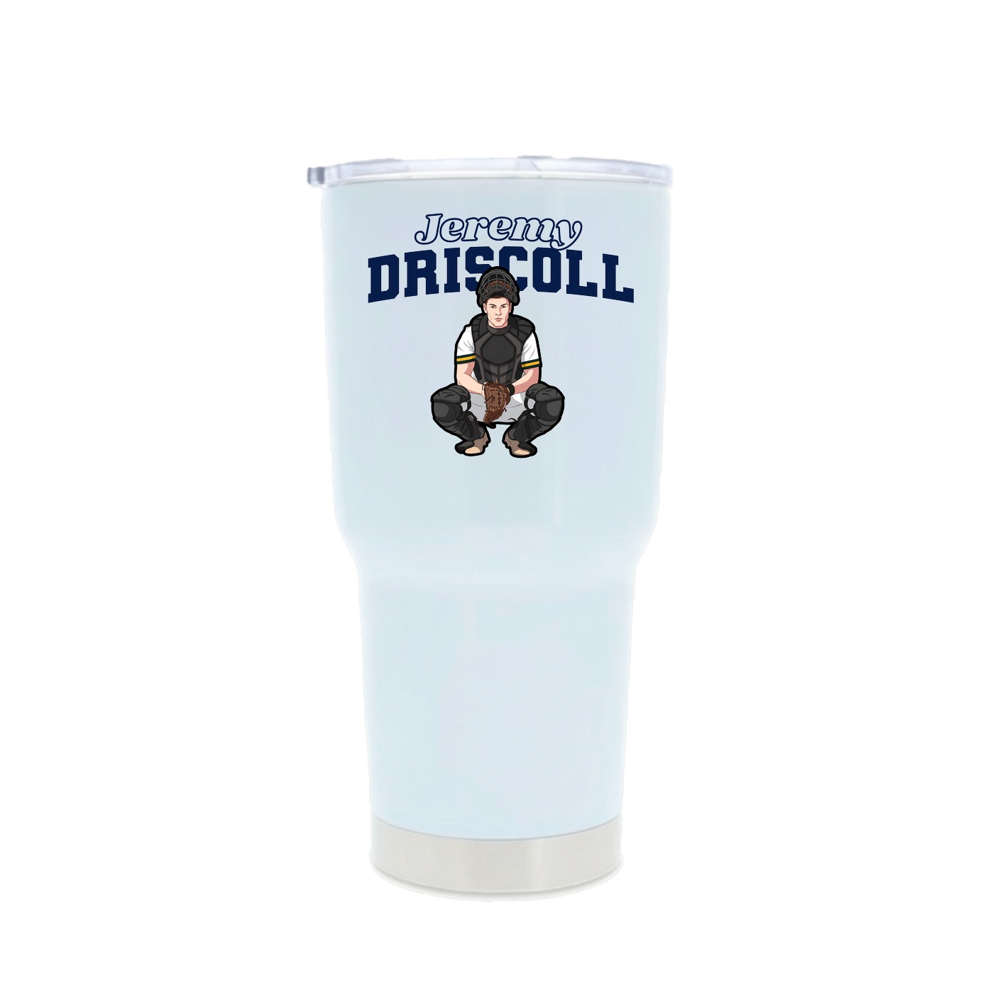 30oz Stainless Steel Tumbler — Name Arch in White