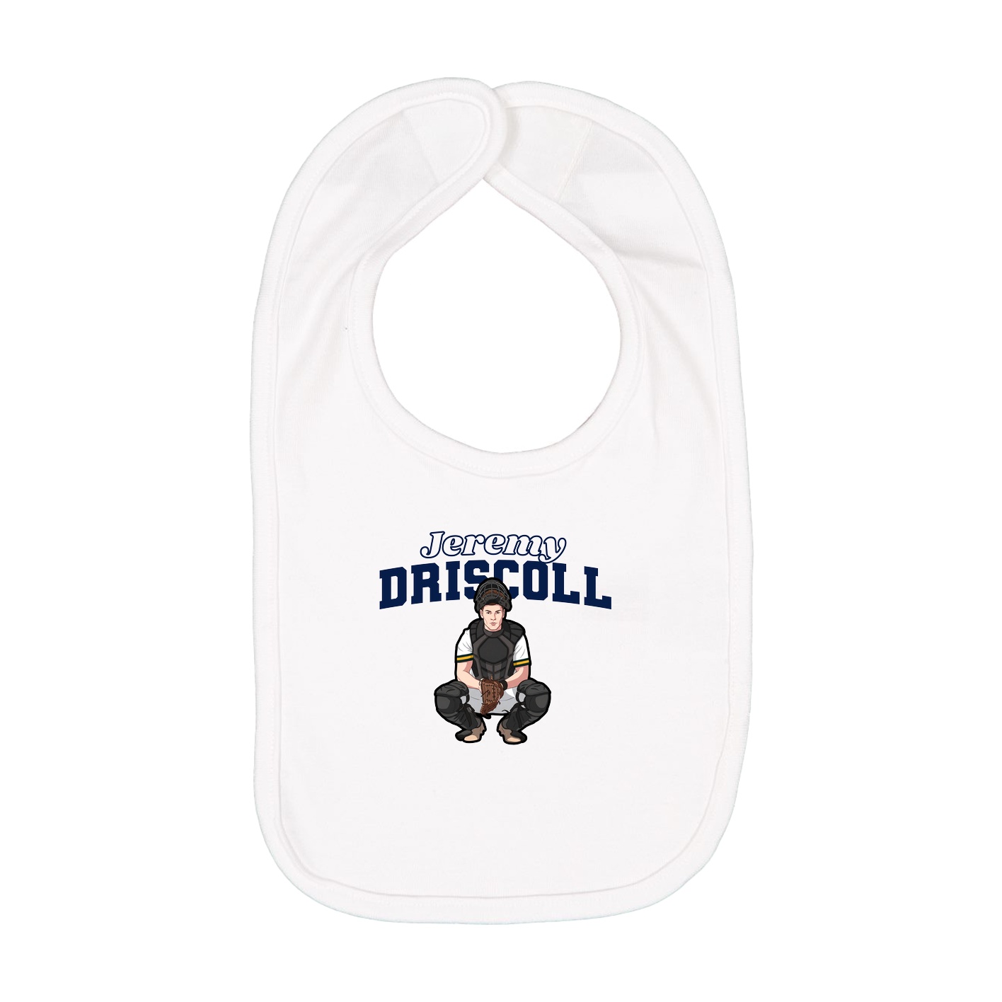 Infant Bib — Name Arch in White