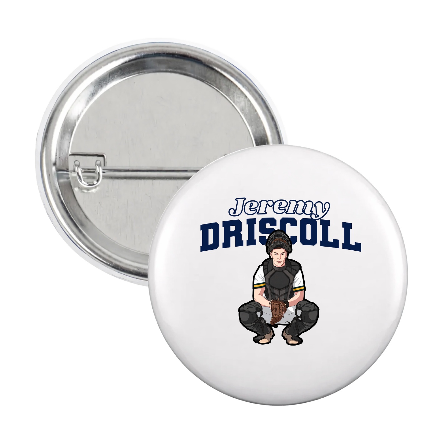 Game Day Button — Name Arch in White