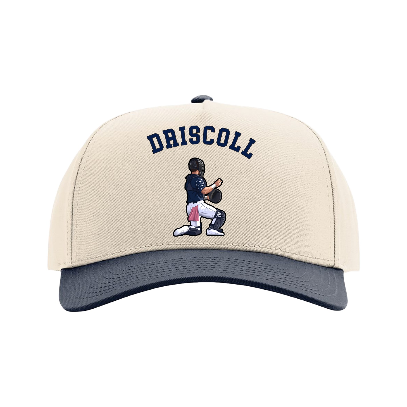 Full Fabric Five-Panel Champ Cap — Shirsey Arch in Cream/Navy