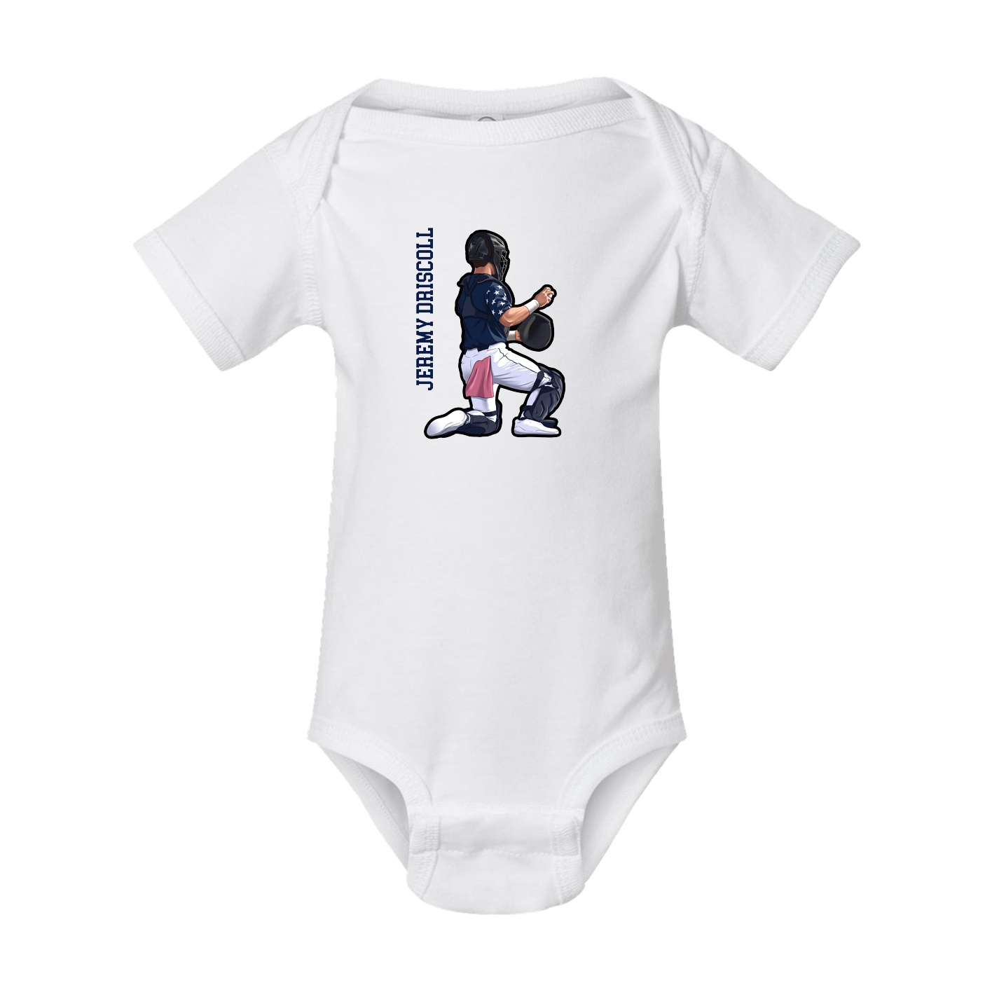 Baby Onesie — Name Vertical in White