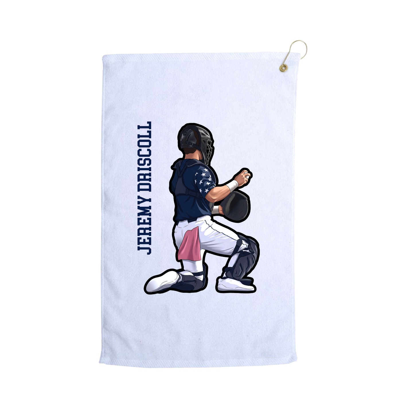 Golf Towel — Name Vertical in White