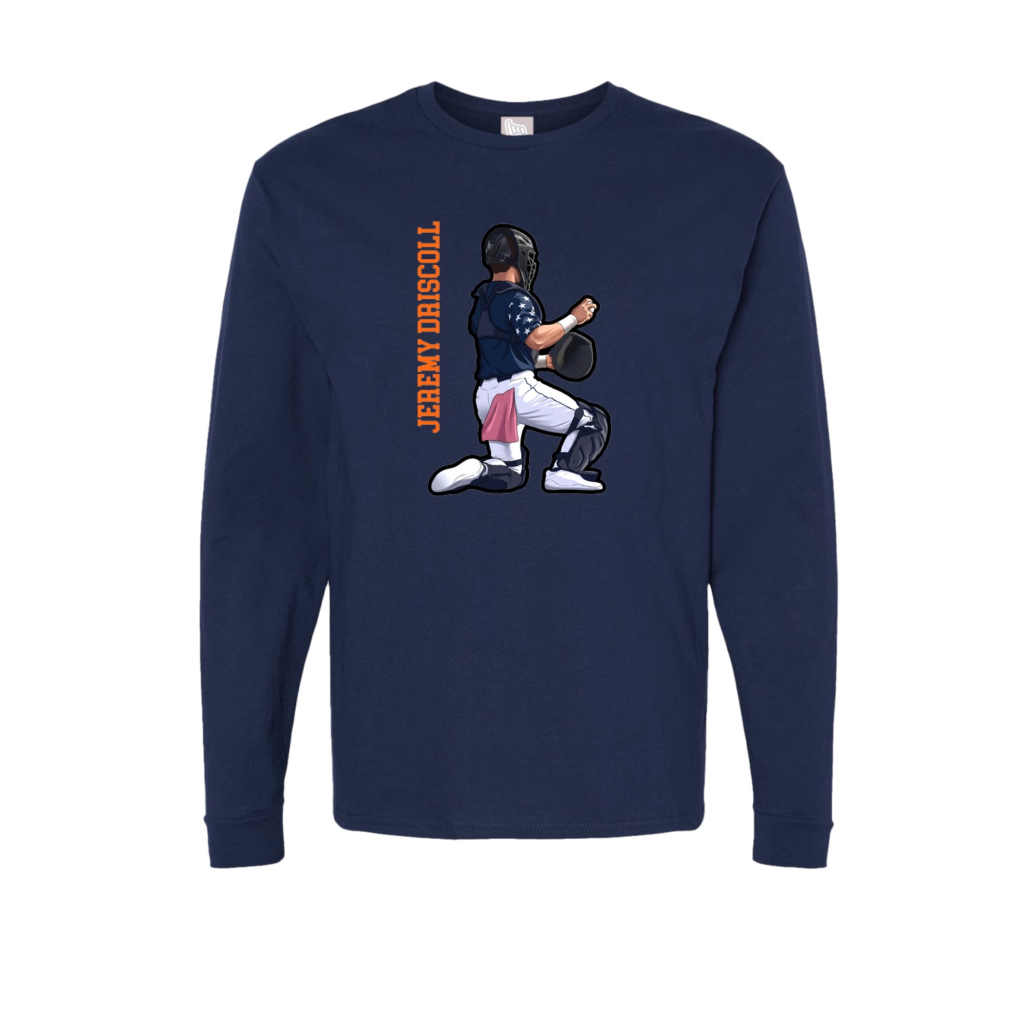 Long Sleeve Tee — Name Vertical in Navy