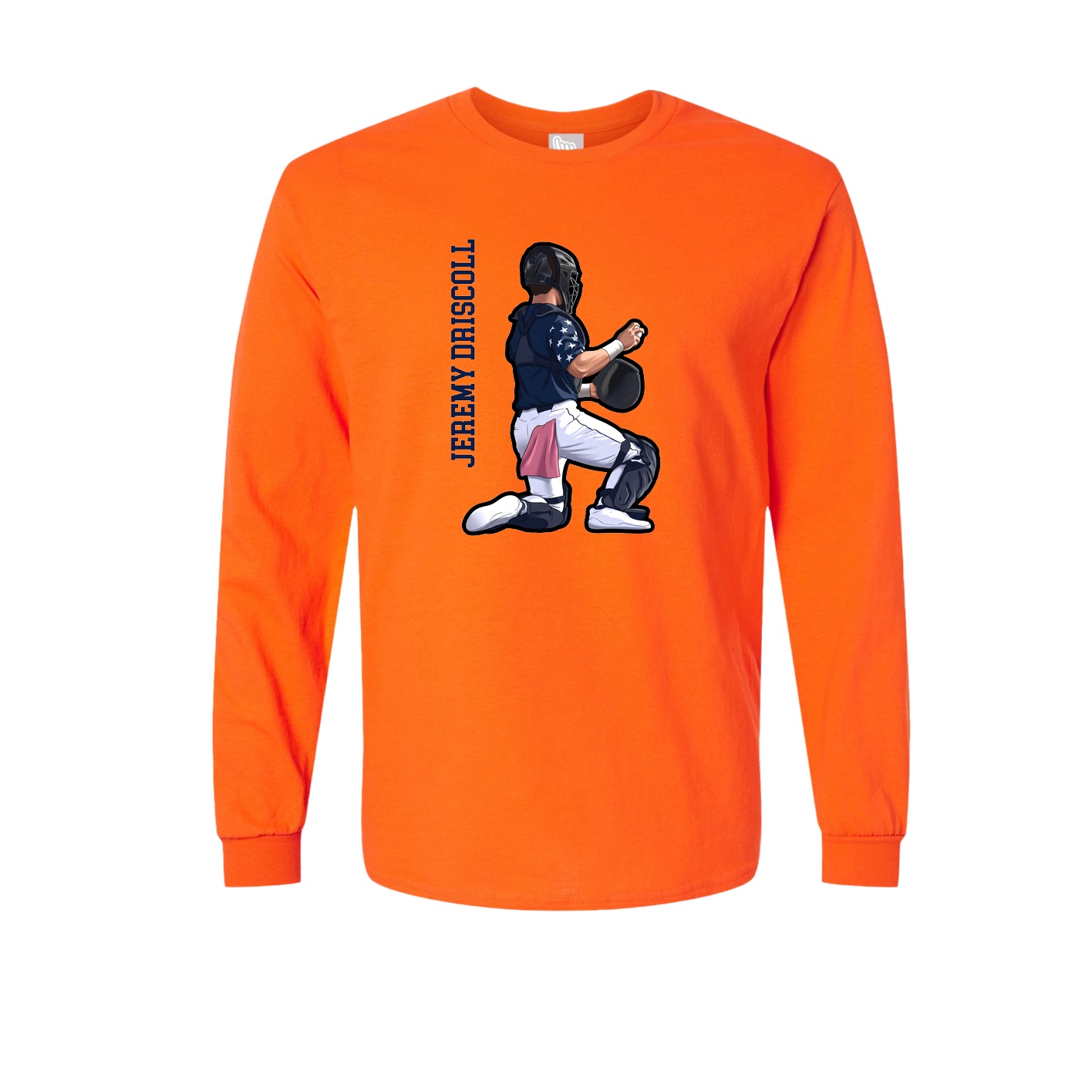 Long Sleeve Tee — Name Vertical in Orange