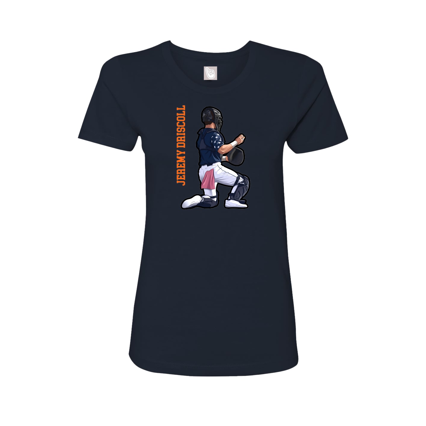 Womens Tee — Name Vertical in Navy