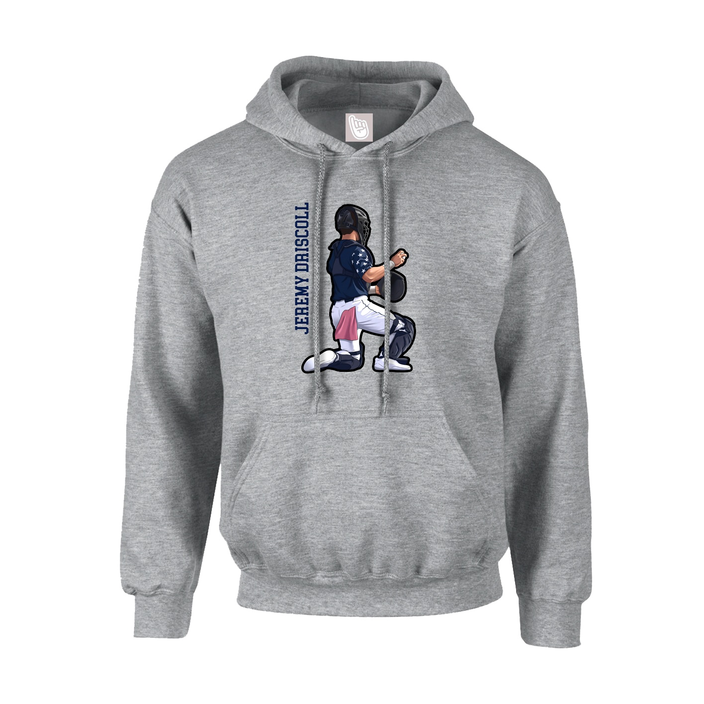 Hoodie — Name Vertical in Grey