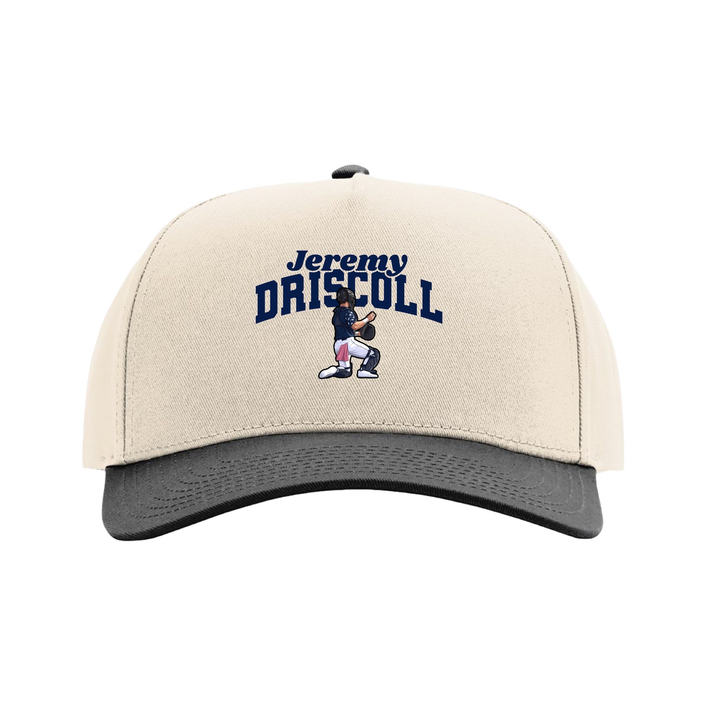 Full Fabric Five-Panel Champ Cap — Signature Arch in Cream/Black