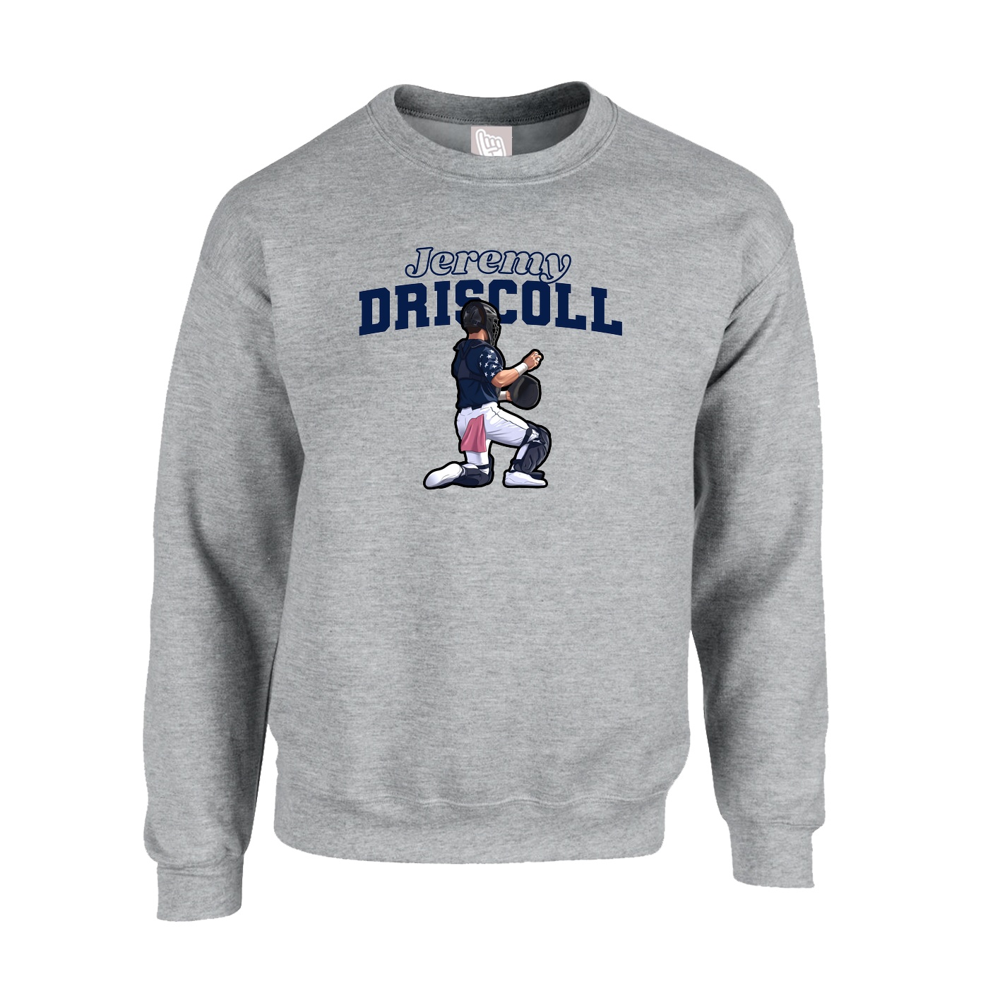 Fleece Crew — Name Arch in Grey