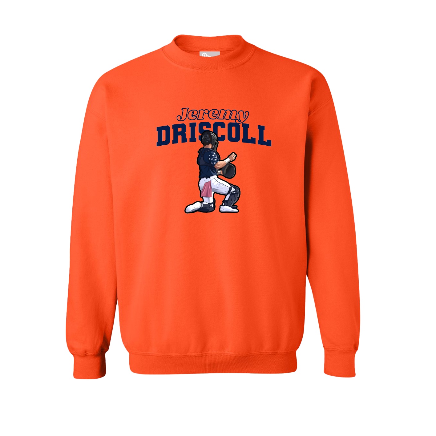 Fleece Crew — Name Arch in Orange