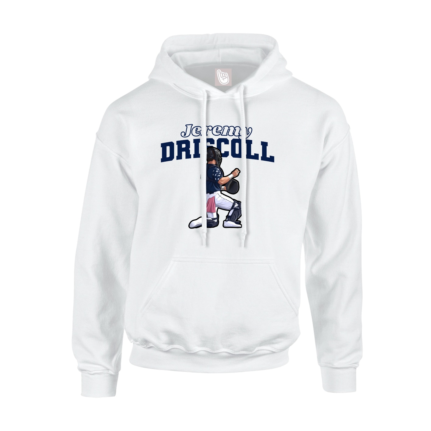 Youth Hoodie — Name Arch in White