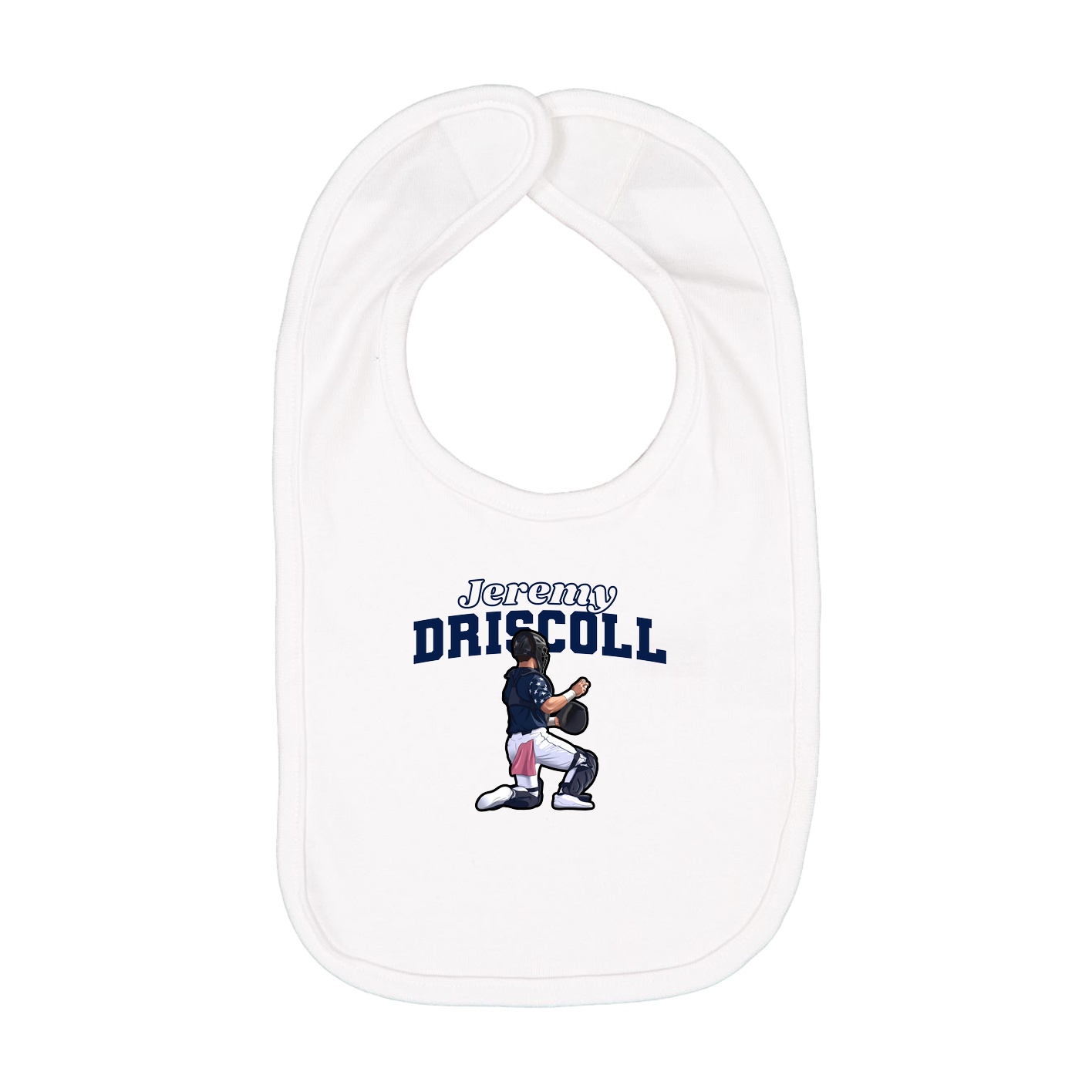 Infant Bib — Name Arch in White
