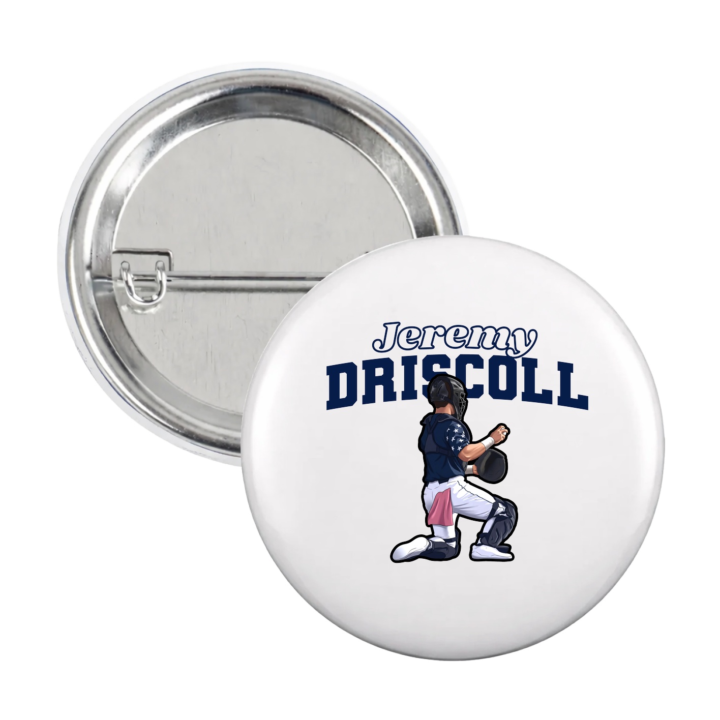 Game Day Button — Name Arch in White