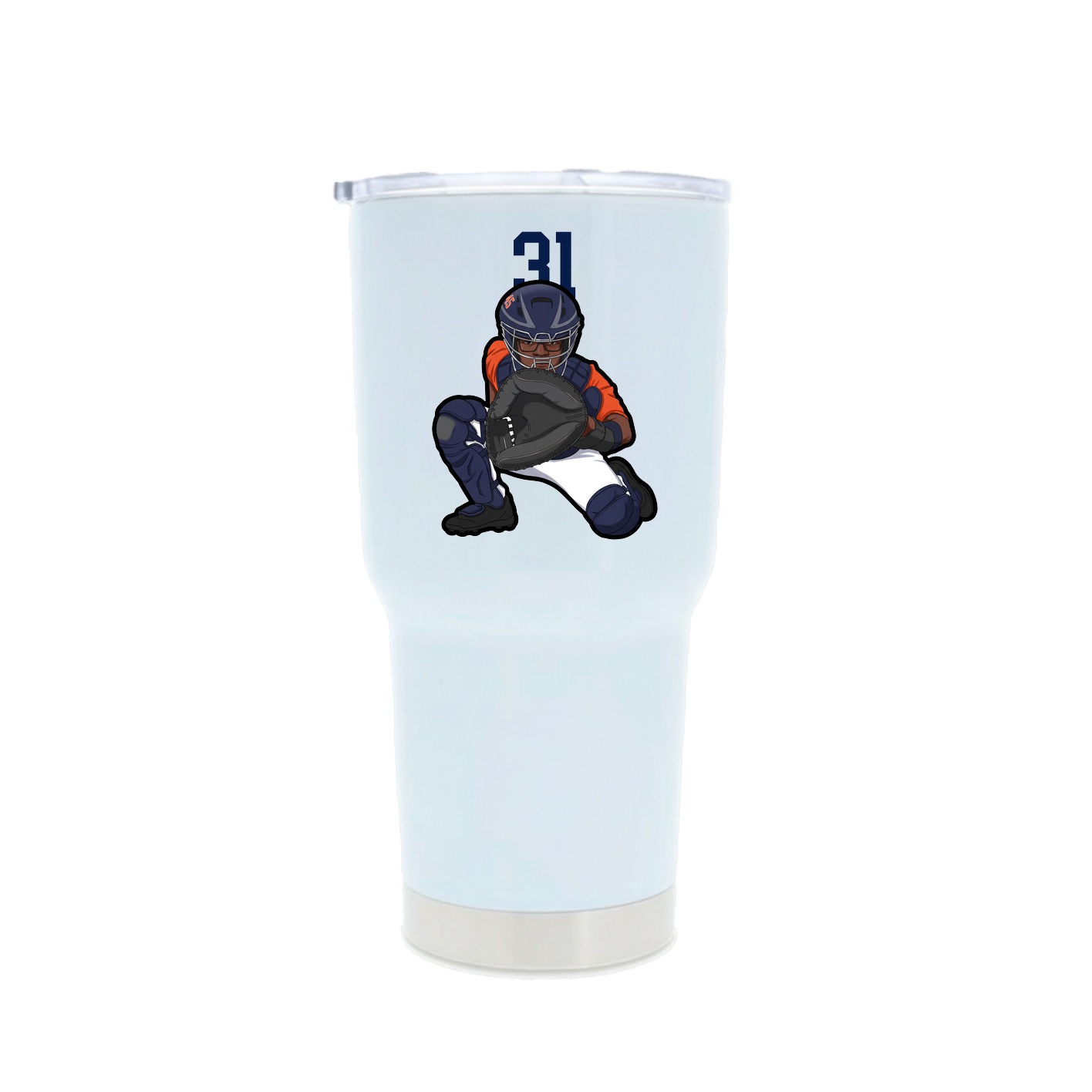30oz Stainless Steel Tumbler — Number Top in White