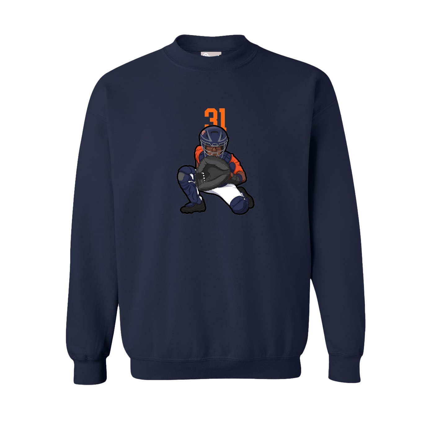 Fleece Crew — Number Top in Navy