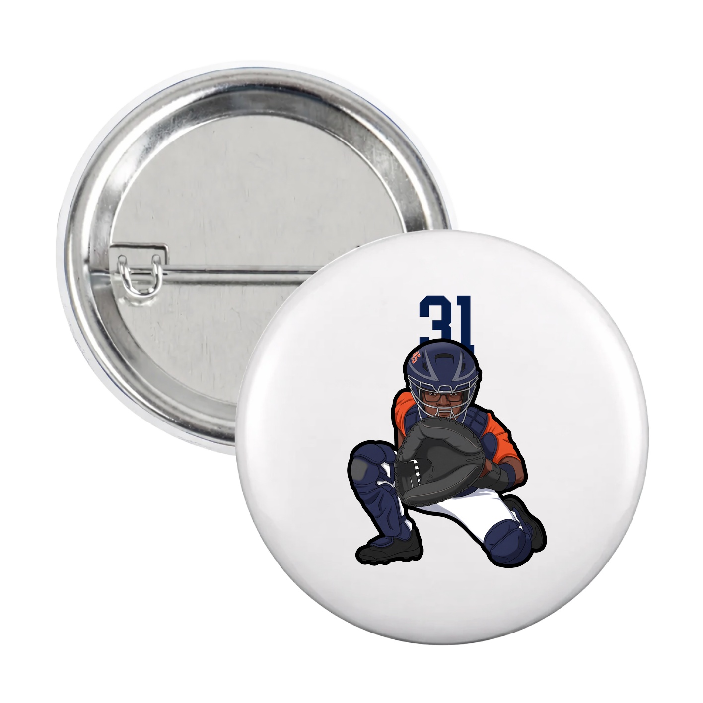 Game Day Button — Number Top in White