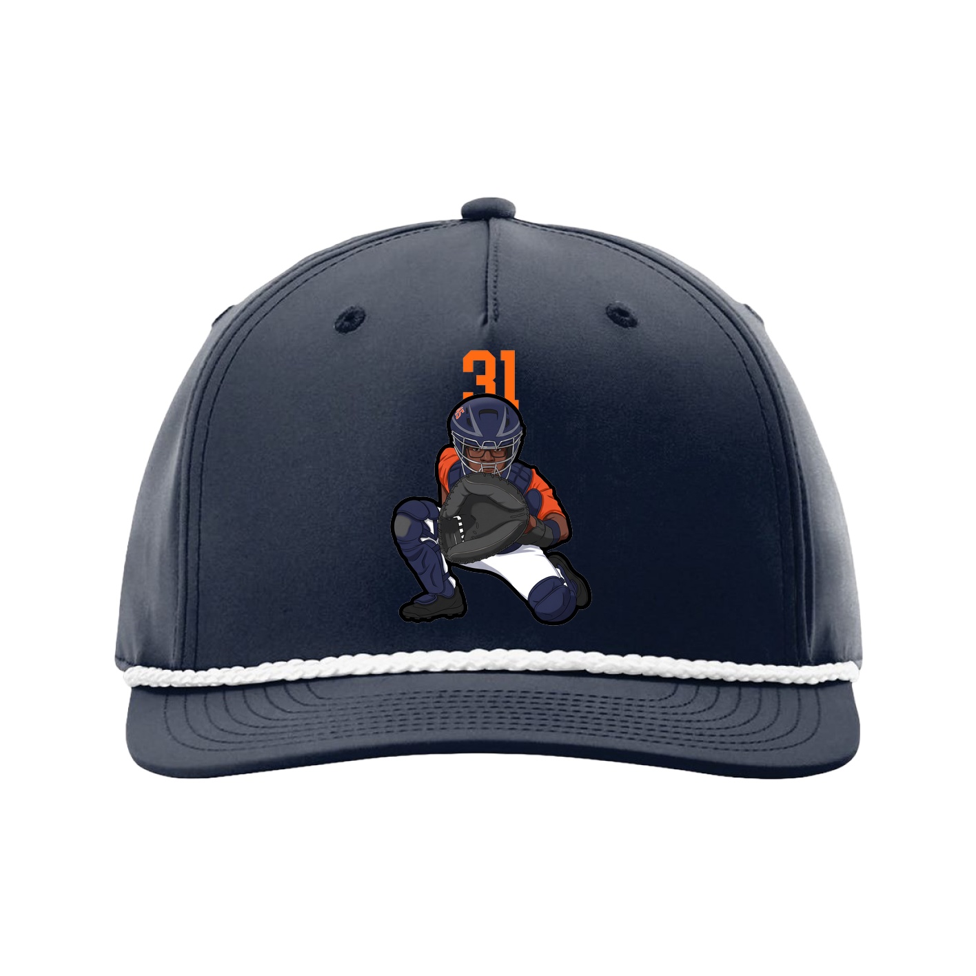 Five-Panel Classic Rope Cap — Number Top in Navy
