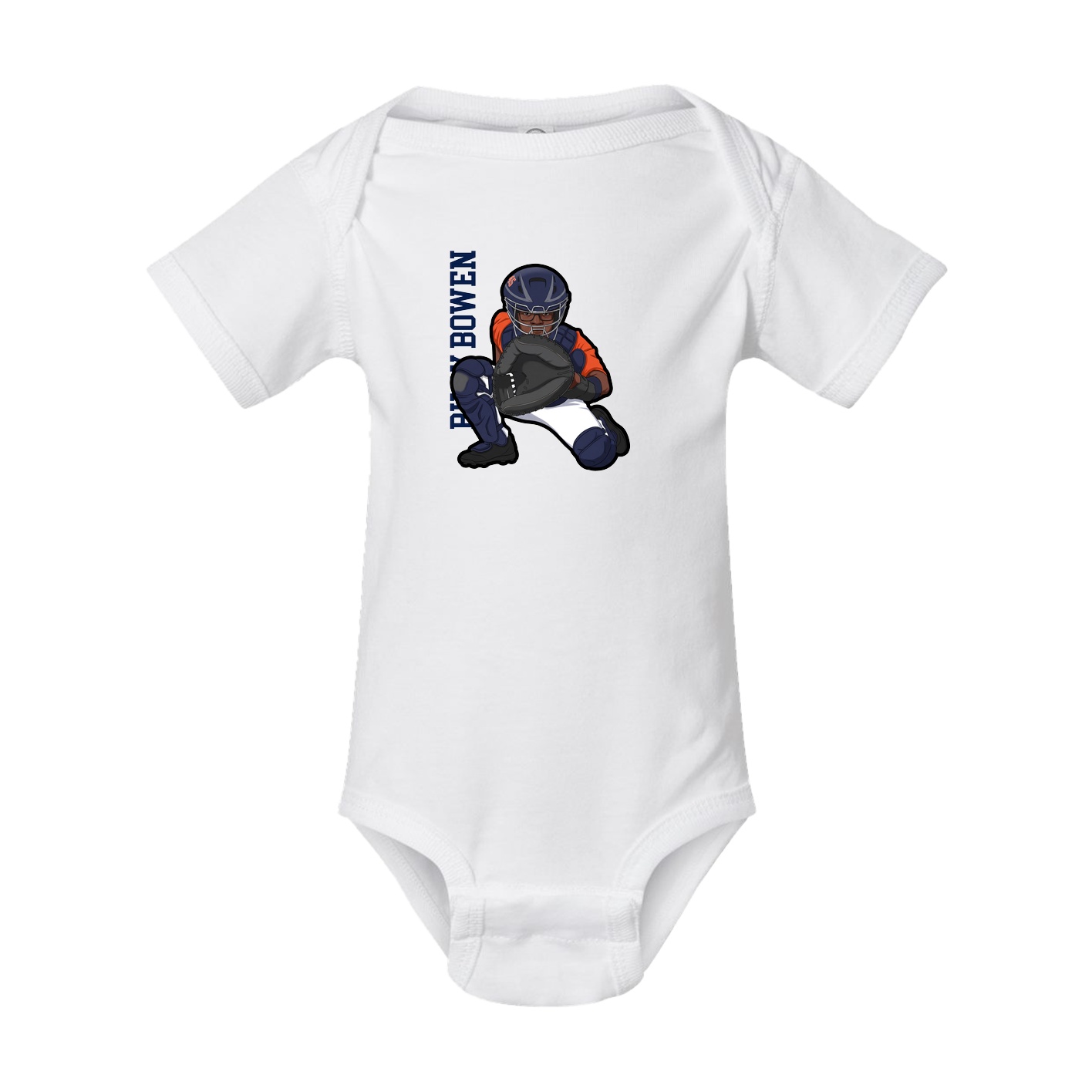 Baby Onesie — Name Vertical in White