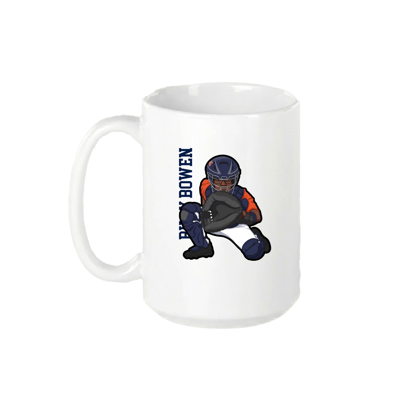 15oz Coffee Mug — Name Vertical in White