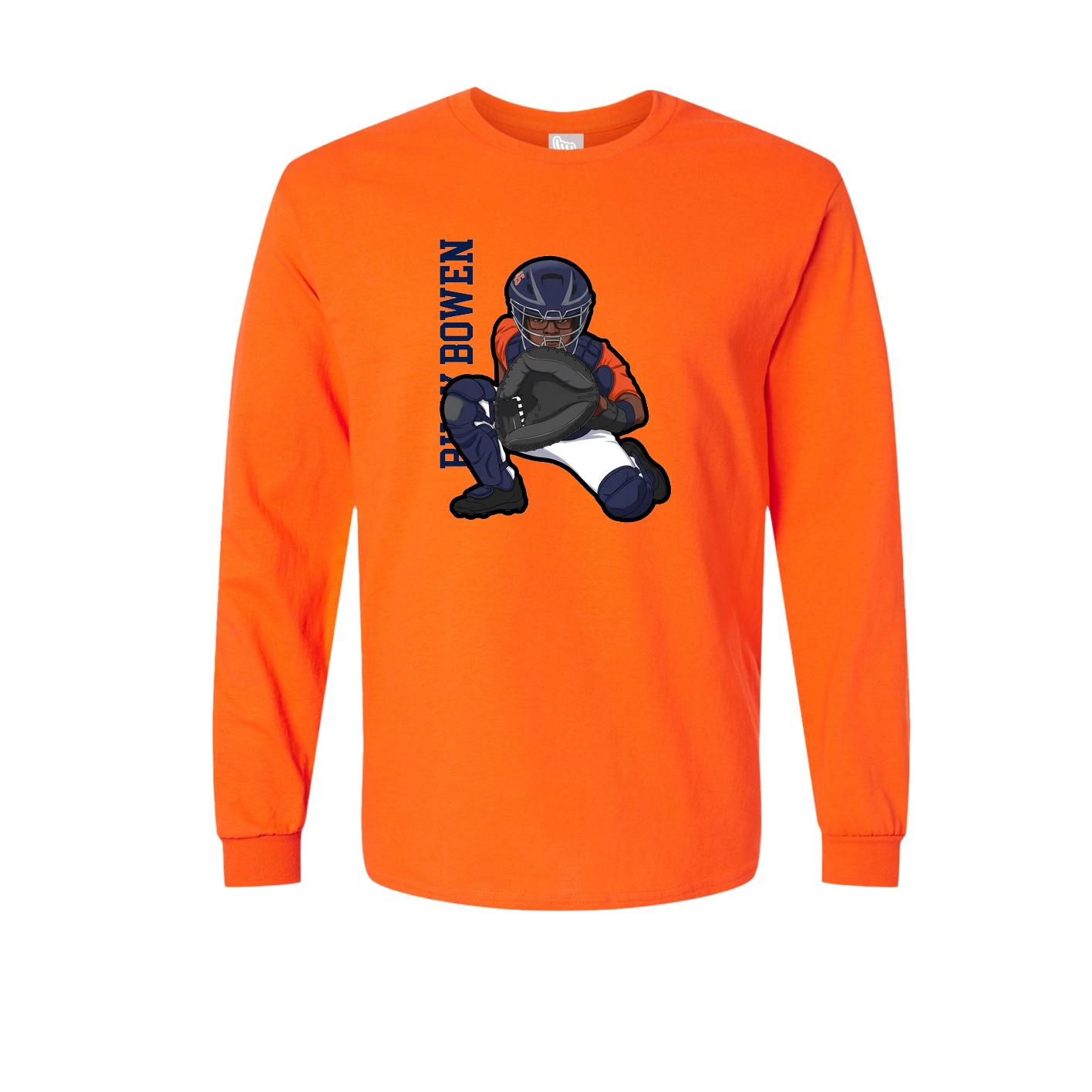 Long Sleeve Tee — Name Vertical in Orange