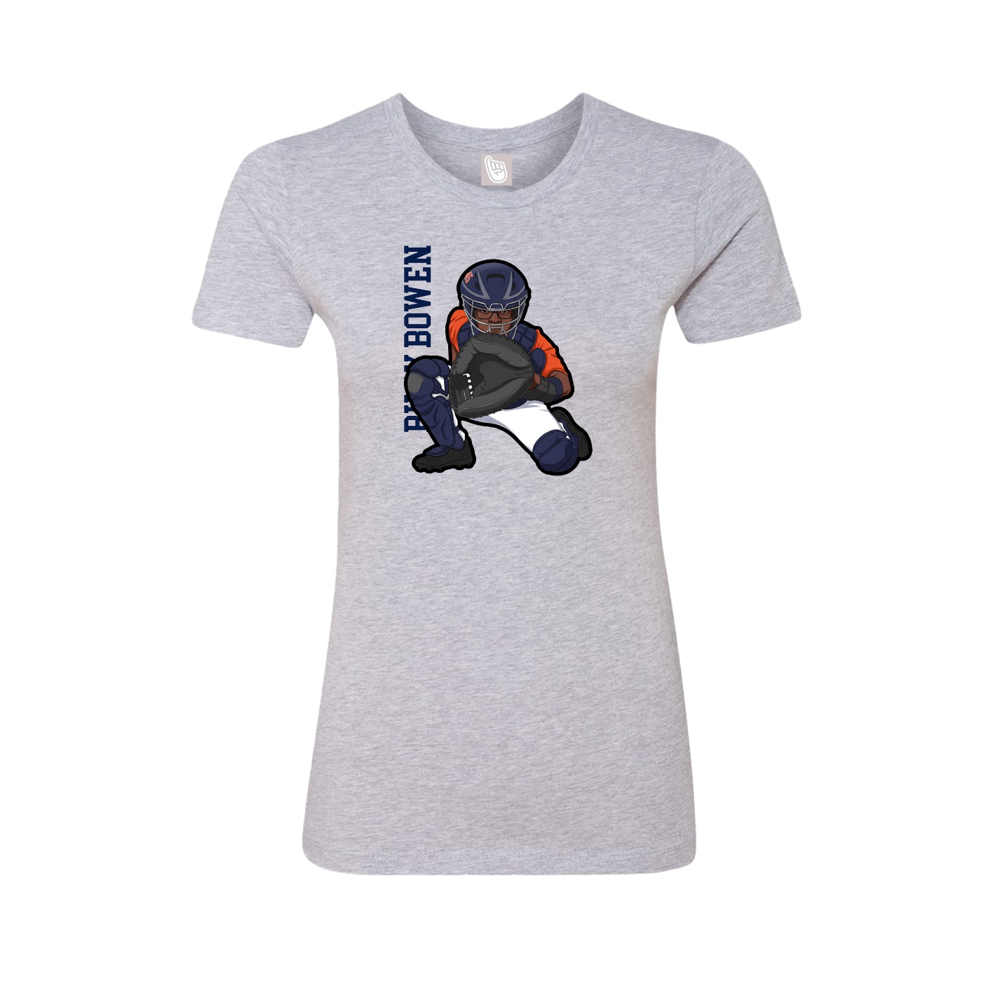 Fitted Women's Tee — Name Vertical in Grey