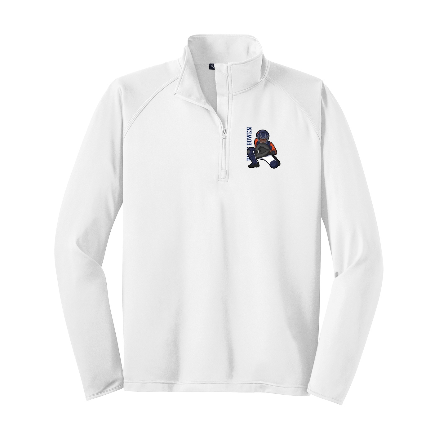 Q-Zip Pullover — Name Vertical in White